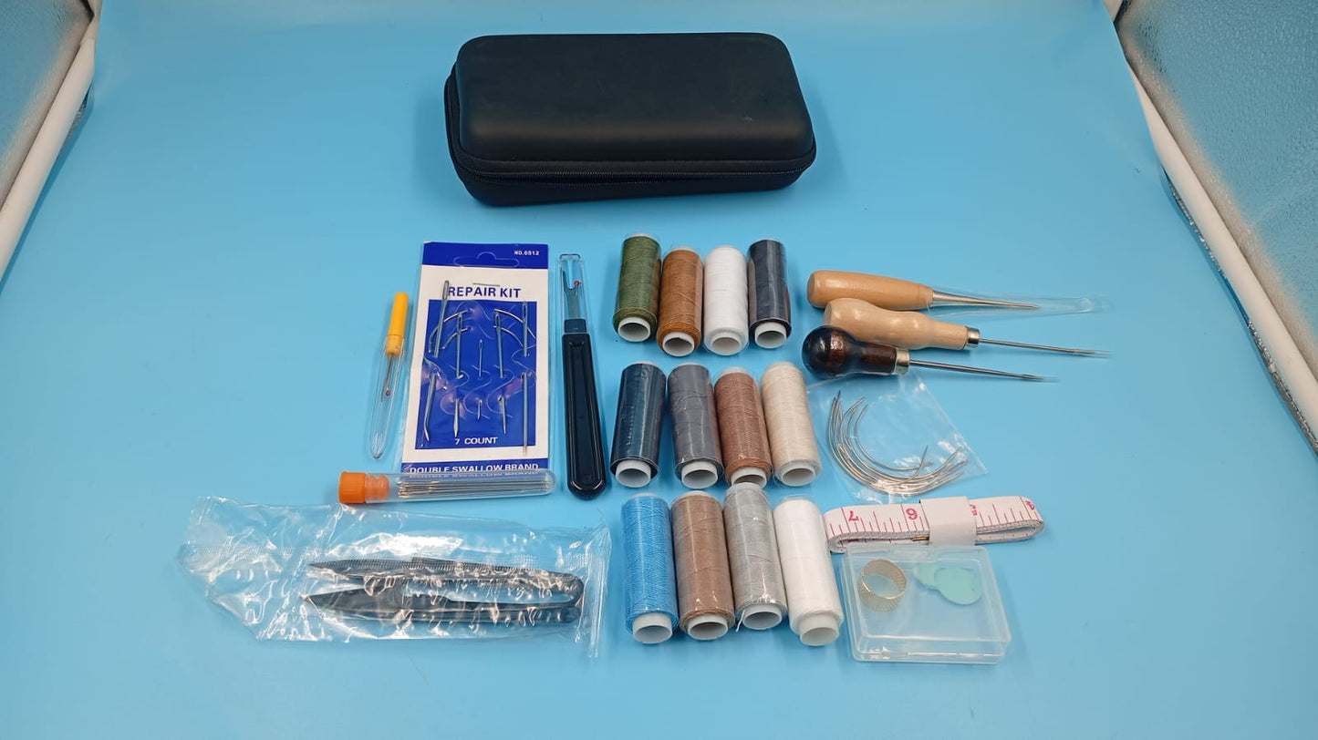 Kit de costura, agujas e hilos de tapicería, punzón cortador de costura.