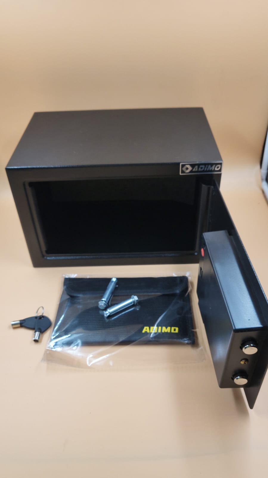 Caja de seguridad, pequeña con bolsa de seguridad ignífuga, con llaves y código de paso