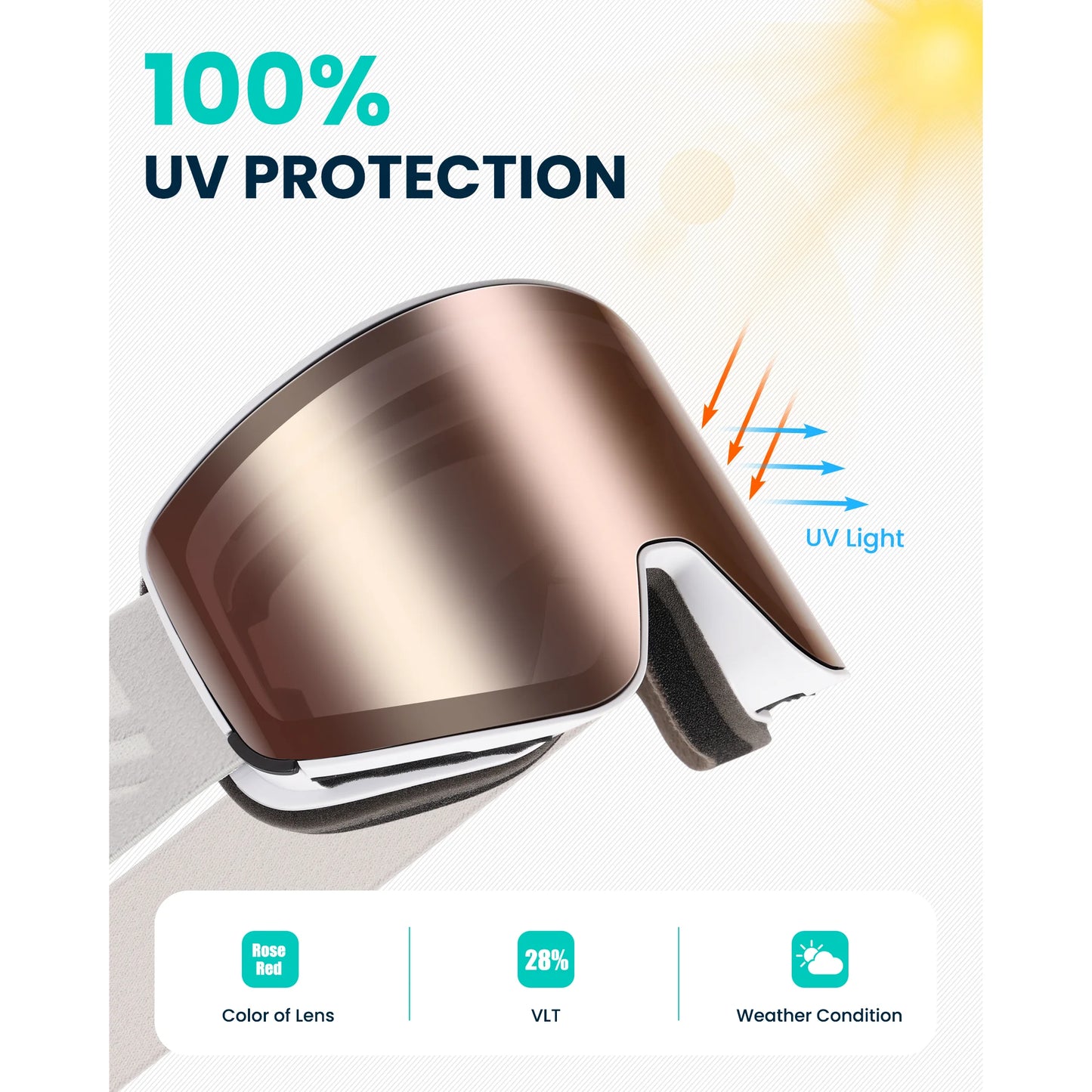 Gafas de esquí, Snower, antivaho para snowboard, protección UV.