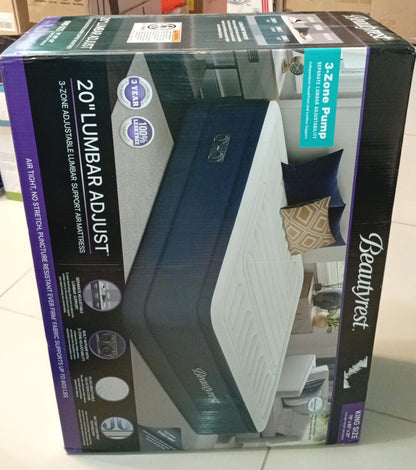 Colchón de aire Beautyrest 20" ajuste lumbar de 3 zonas y bomba KING