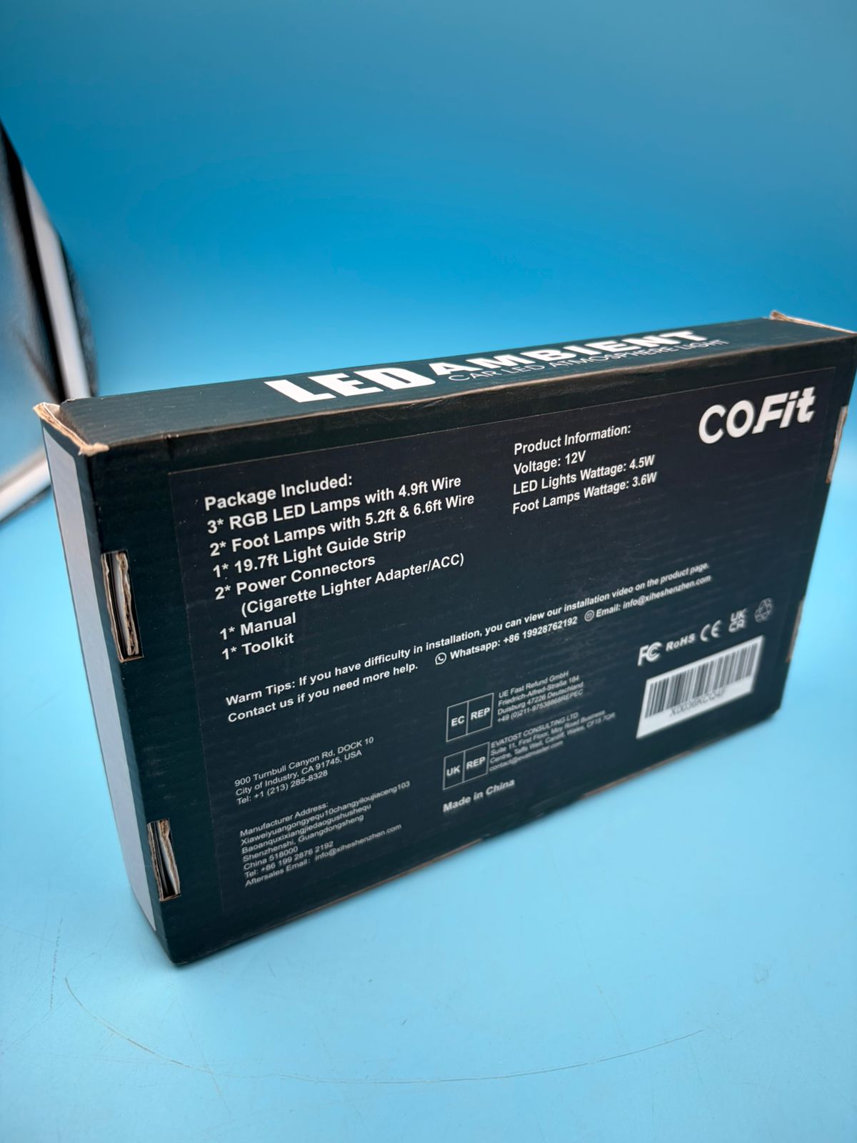 Luces ambientales para interior de coche RGB