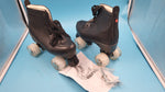 Patines de ruedas para mujer, de piel artificial, ajustables, doble fila, 4 ruedas