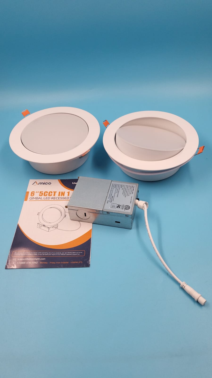 Luces 12 pza LED empotrables de techo con cardán 6 pulgadas, luces direccionales. Amico