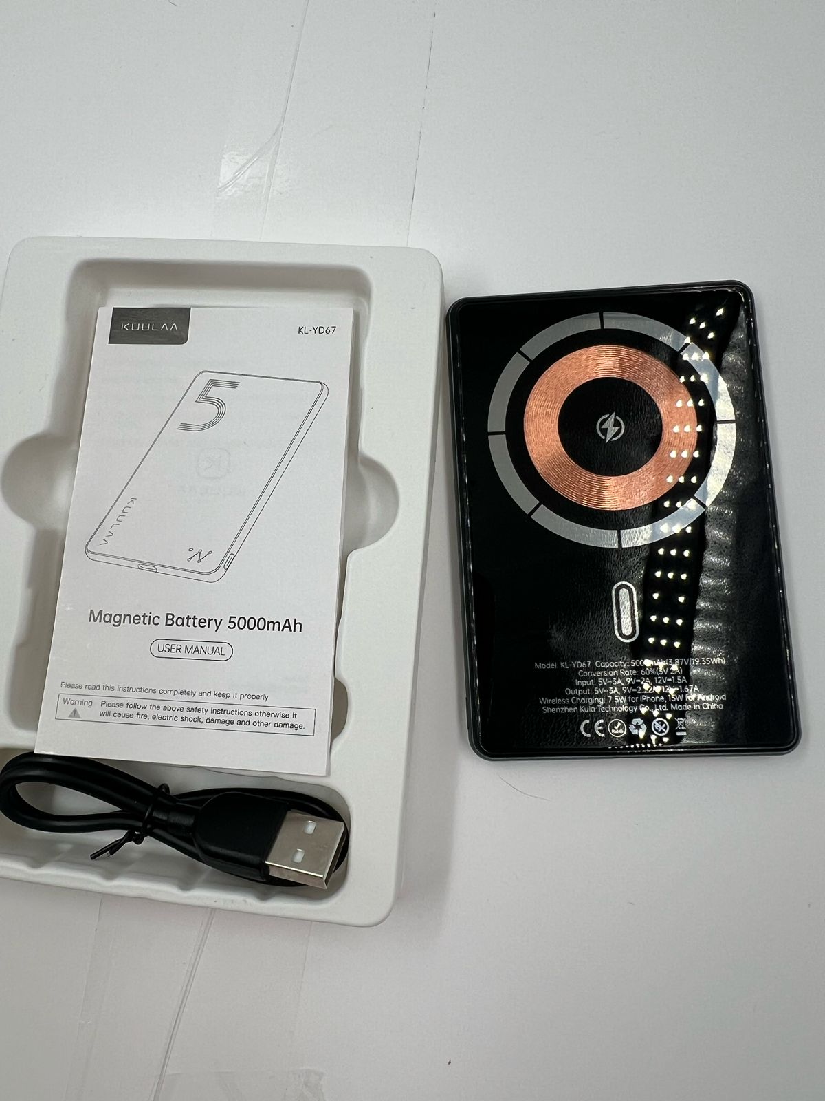 Kuulaa Power Bank Ultra Delgado inalambrica