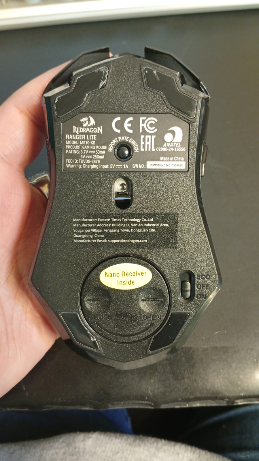 Mouse inalámbrico para juegos, con 8000 DPI, Redragon, RGB.