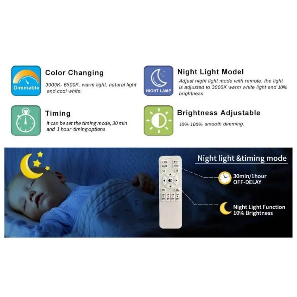 Lámpara de techo LED Garwarm, 60 W, regulable, color negro.