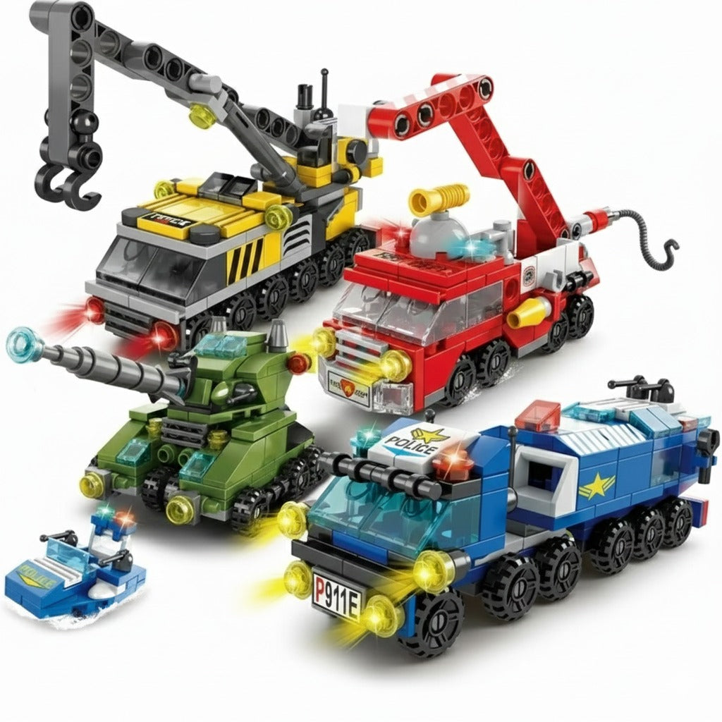 Bloques de construcción 4 vehiculos variados City Truck