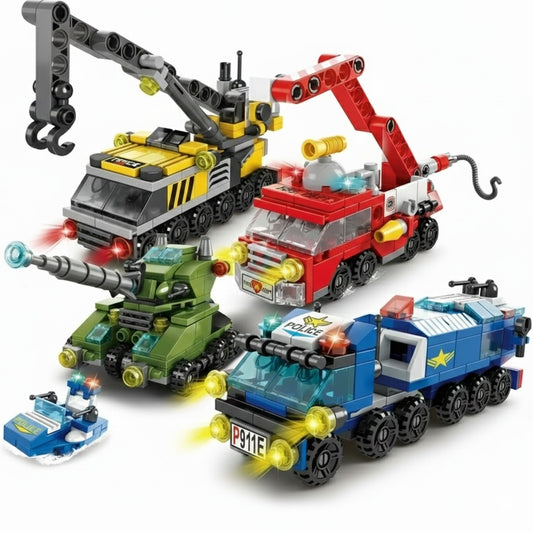 Bloques de construcción 4 vehiculos variados City Truck