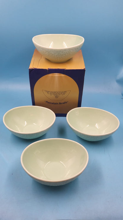 Cuencos Porcelana 18oz Ensalada Juego 4 Verde Toptier