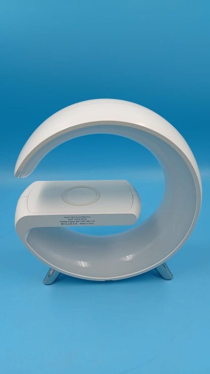 Lámpara de mesa, luz LED RGB, con cargador inalámbrico MagSafe.