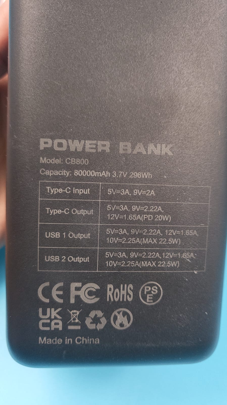 Cargador portátil de 80000 mAh, batería USB C de carga rápida. USADO