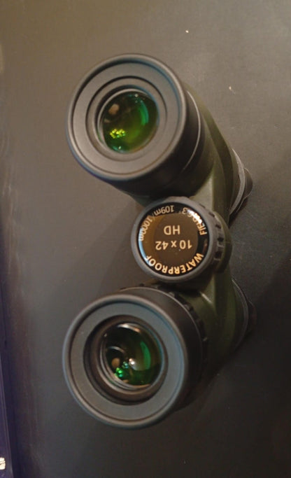 Binoculares HD de 10 x 42, de alta potencia, lente BAK-4 FMC.