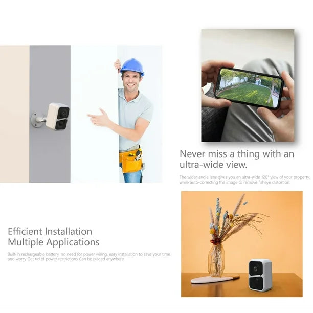 Cámara de seguridad inalámbrica WiFi, Recargable.(DETALLE)