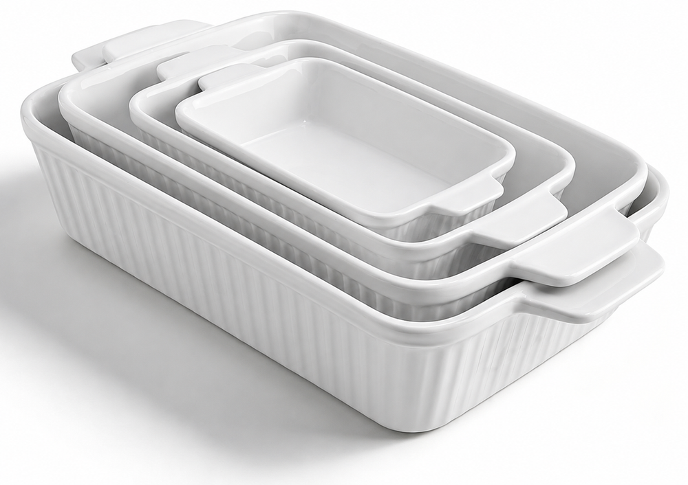 Cazuelas Para Horno FOBENTA 4 Pzs Rectangulares Cerámica DETALLE