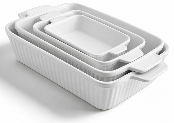 Cazuelas con asas Para Horno FOBENTA 4 Pzs Rectangulares Cerámica
