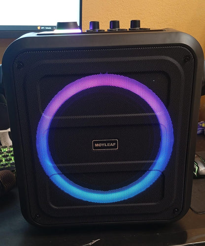 Máquina de karaoke Bluetooth, Moyleaf, con dos micrófonos inalámbricos.