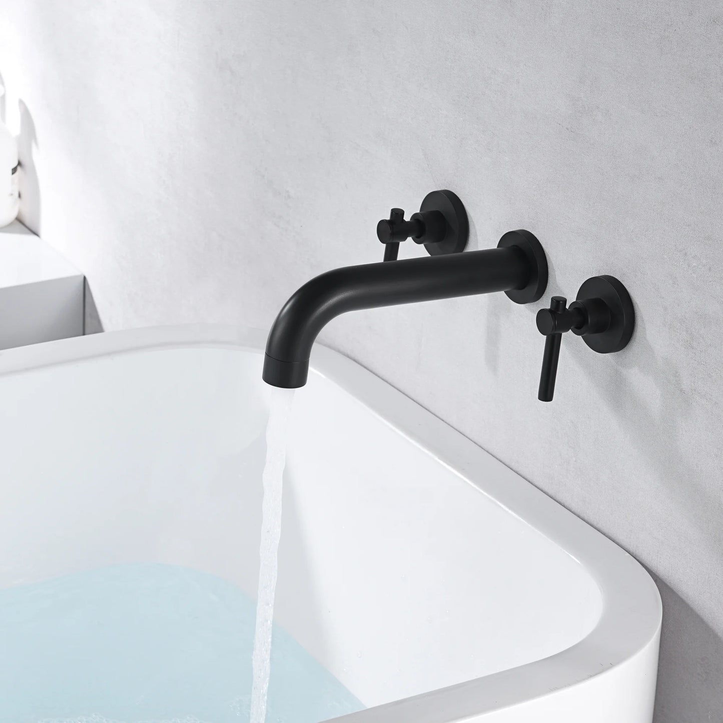 Grifo y llaves para bañera SUMERAIN, negro mate, montaje en pared.