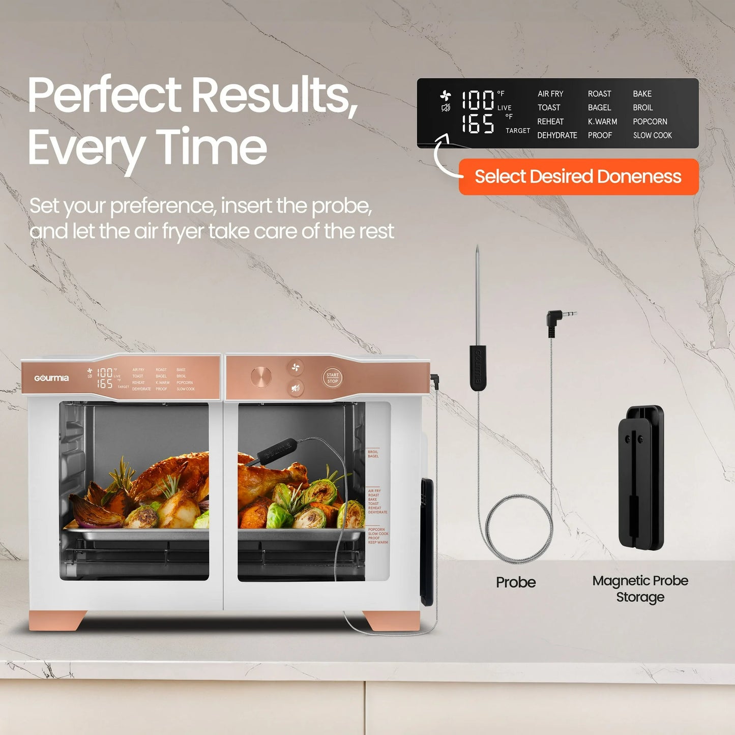 Gourmia Horno Tostador Freidora de Aire Digital de 6 Rebanadas.