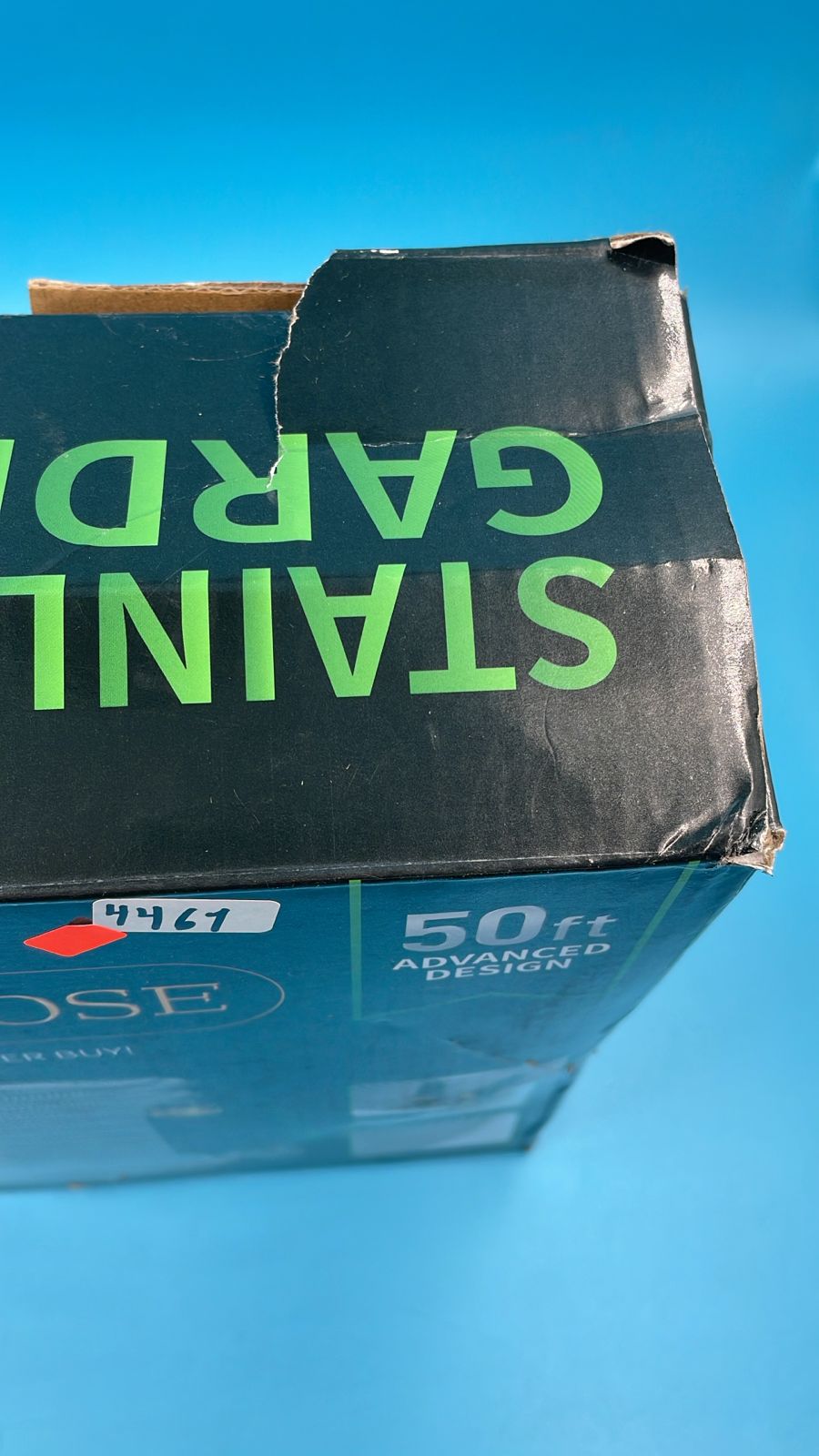 Manguera de jardín de acero inoxidable de 50 pies con boquillas de 10 funciones.