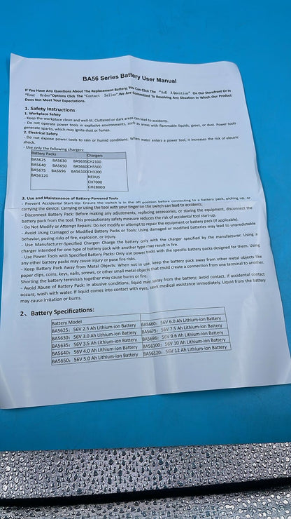 Repuesto para batería EGO 56 V, funcionamiento 4 veces más largo.