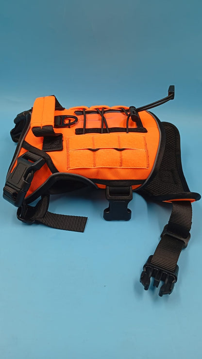 Arnés táctico Wingoin naranja, para perros medianos, reflectante ajustable