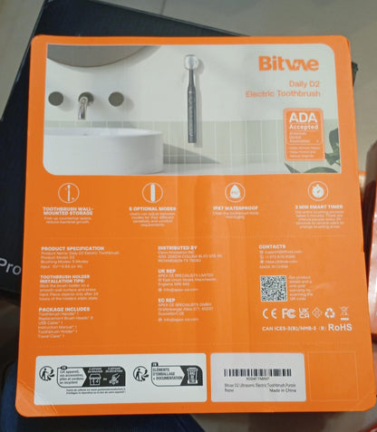 Cepillo de dientes Bitvae Daily D2, eléctrico y ultrasónico, Recargable.