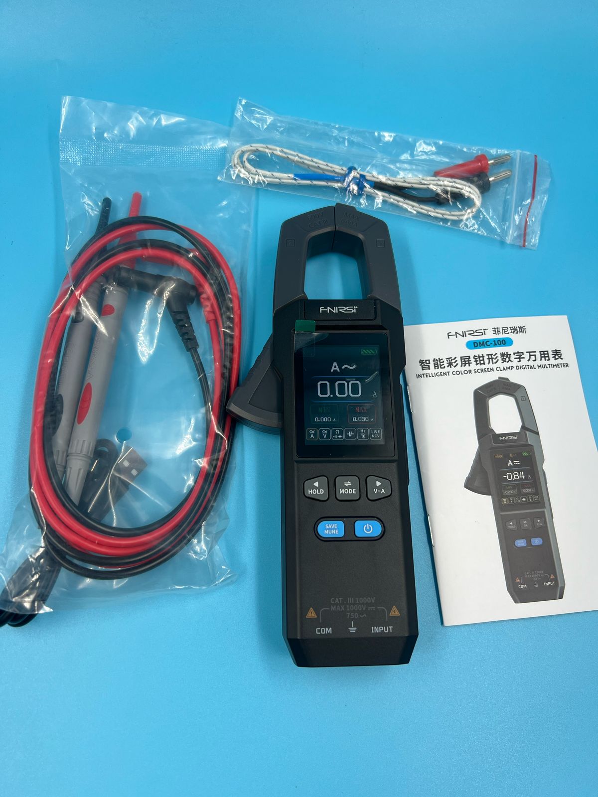 Multímetro Digital FNIRSI DMC-100 con Pinza para Corriente AC/DC