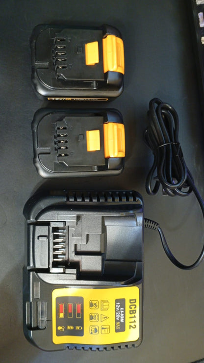 Kit de 2 baterías DCB120 de 3.0 A con cargador, compatible Dewalt.