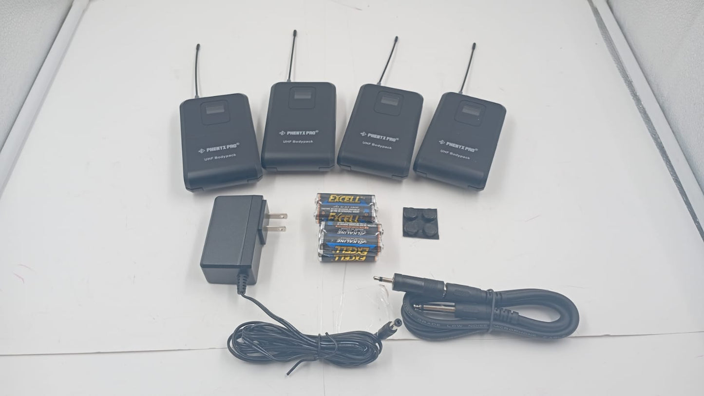 Phenyx Pro Sistema de micrófonos inalámbricos, 4 canales.