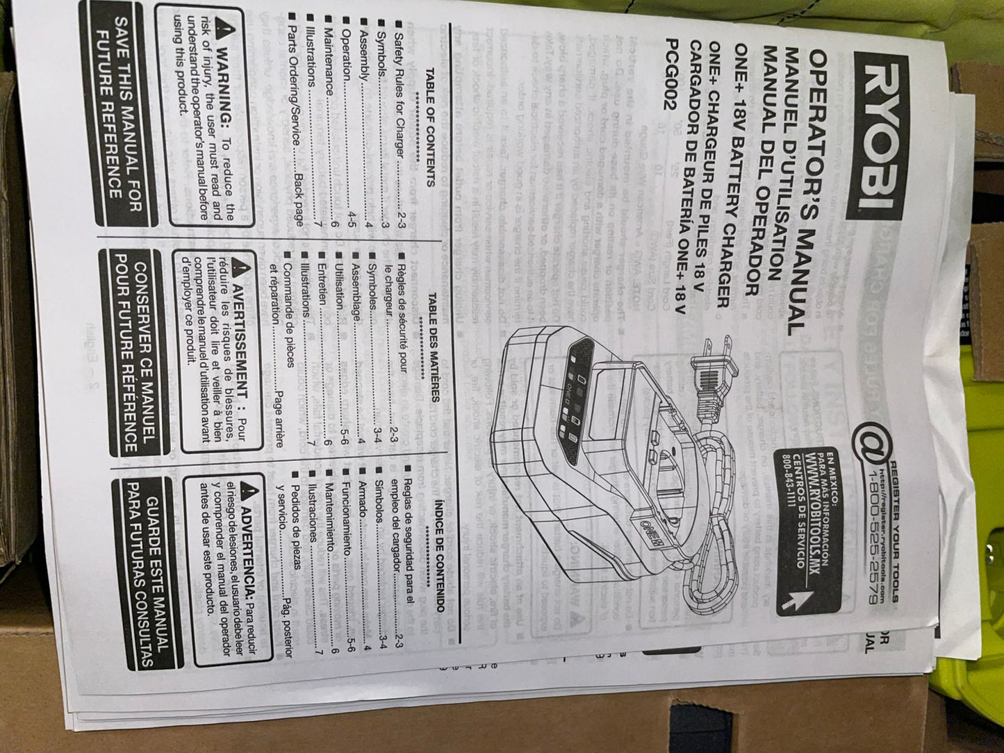 RYOBI ONE+ PCL1600K2 Kit combinado inalámbrico de 6 herramientas de 18 V.