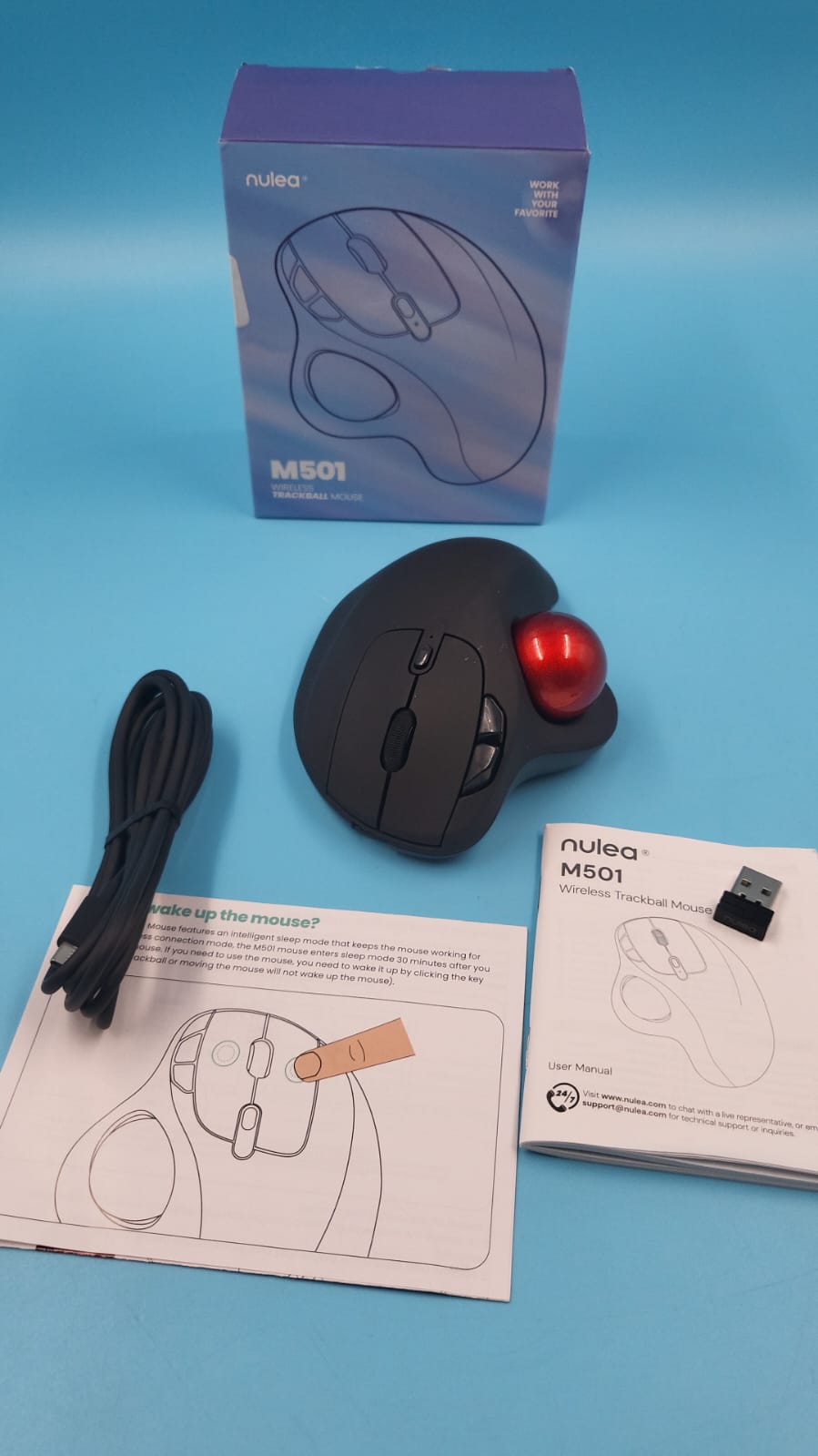 Nulea M501 mouse inalámbrico Trackball, ergonómico recargable.