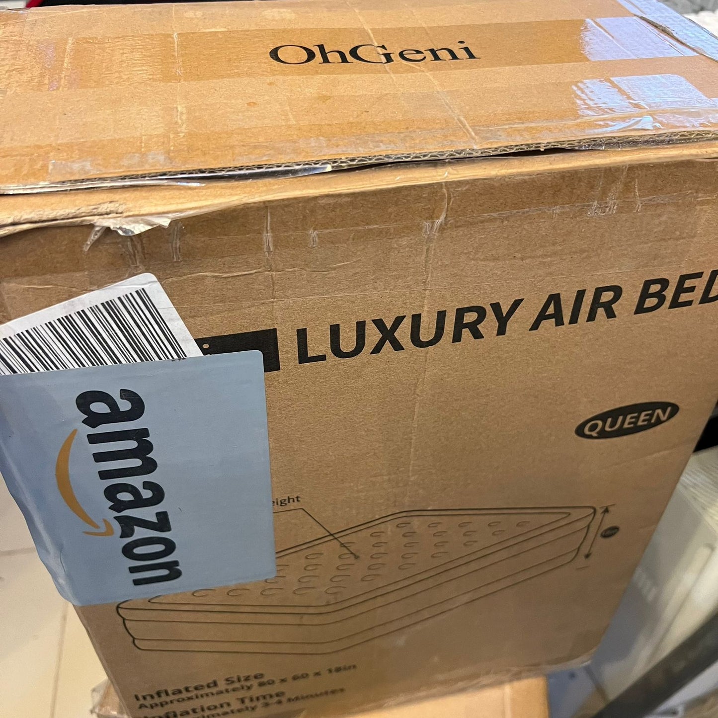 Colchón de aire Queen bomba incorporada 18"elevado (USADO)