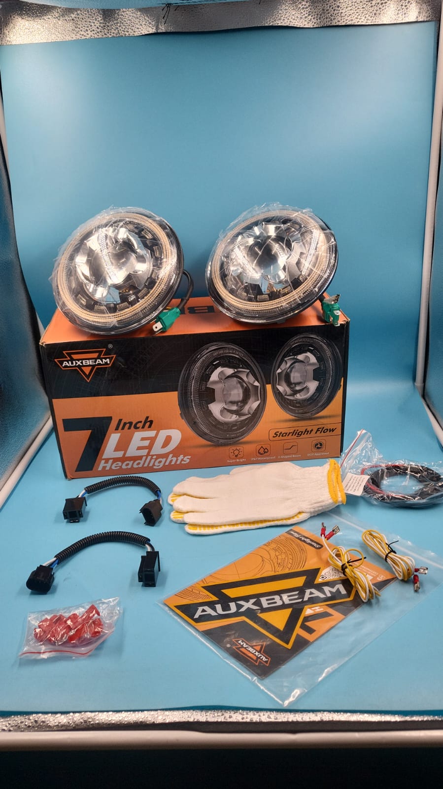 Auxbeam Faros LED de 7 pulgadas H6024 con señal de giro DRL.