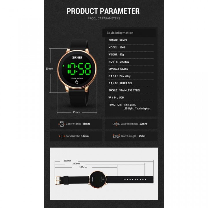 Reloj con pantalla táctil, deportivo e informal, acero inoxidable.