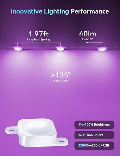 Luces LED permanentes RGB para exteriores, 100 pies LEMONLOVELY