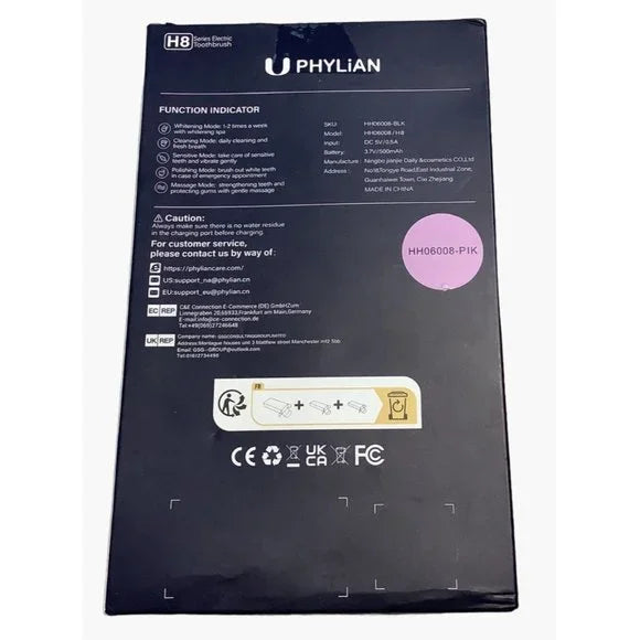 Cepillo de dientes electrico sonico H8 U PHYLIAN para adultos y niños.