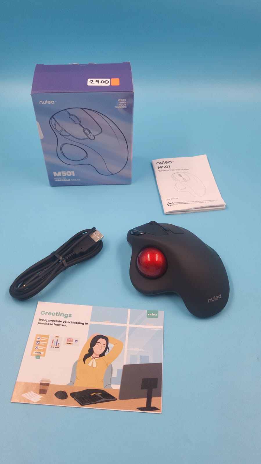 Nulea M501 mouse inalámbrico Trackball, ergonómico recargable.