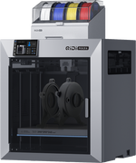 Impresora 3D QIDI Max4 Combo plateada con cámara calefaccionada y almacenamiento de filamento — vista 3