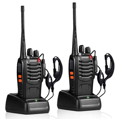 Walkie Talkies Pxton Largo Alcance Recargables Con Audífonos Linterna y Base