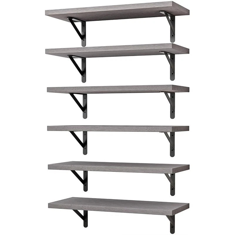 6 Repisas Gris de Pared Madera con Soportes Metálicos Fixwal