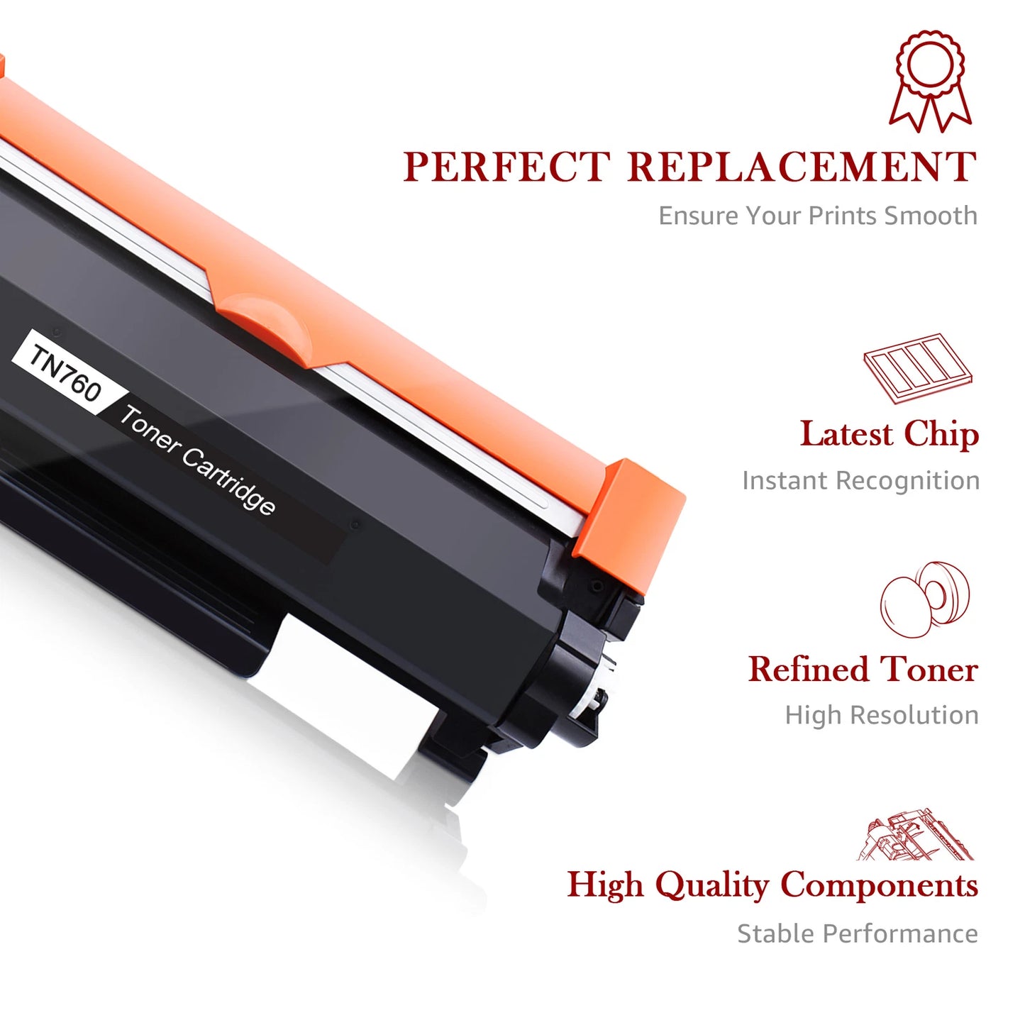 Paquete de 3 tóners negros, alto rendimiento Brother TN-760 (USADO).