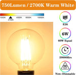 Bombillas de Globo, Ascher Vintage, E26, 6W, LED, 4000K, Vintage.