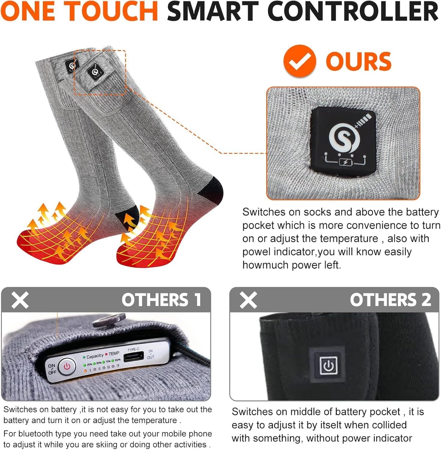 Calcetines térmicos eléctricos con batería recargable.