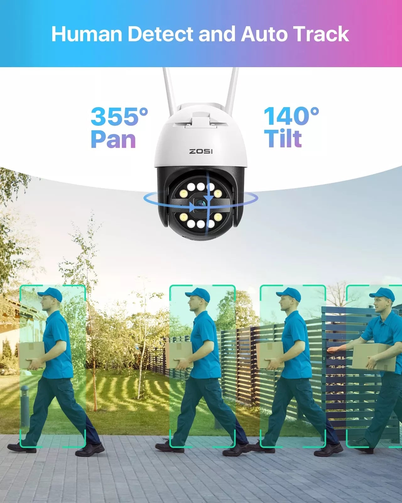 Cámara panorámica/inclinable WiFi exterior 3K.