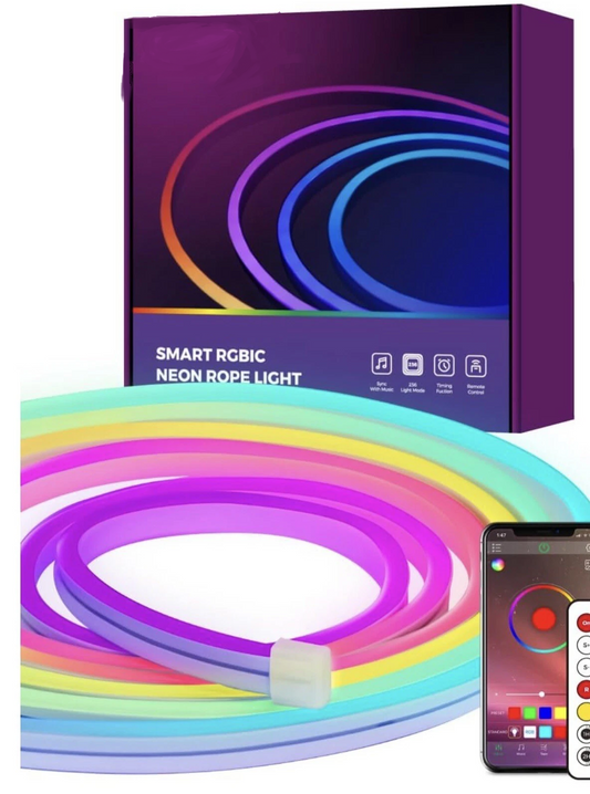 Luz de cuerda LED RGB-IC, neon con control remoto
