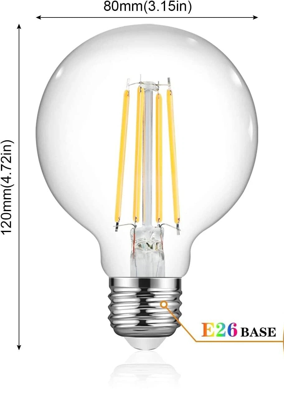 Bombillas de Globo, Ascher Vintage, E26, 6W, LED, 4000K, Vintage.