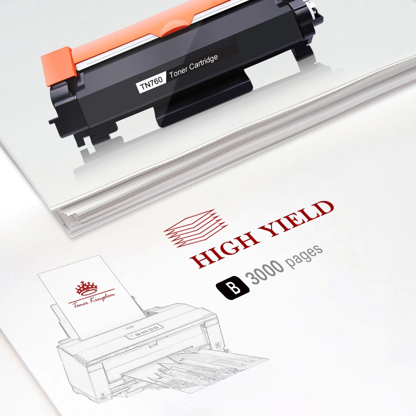 Paquete de 3 tóners negros, alto rendimiento Brother TN-760 (USADO).