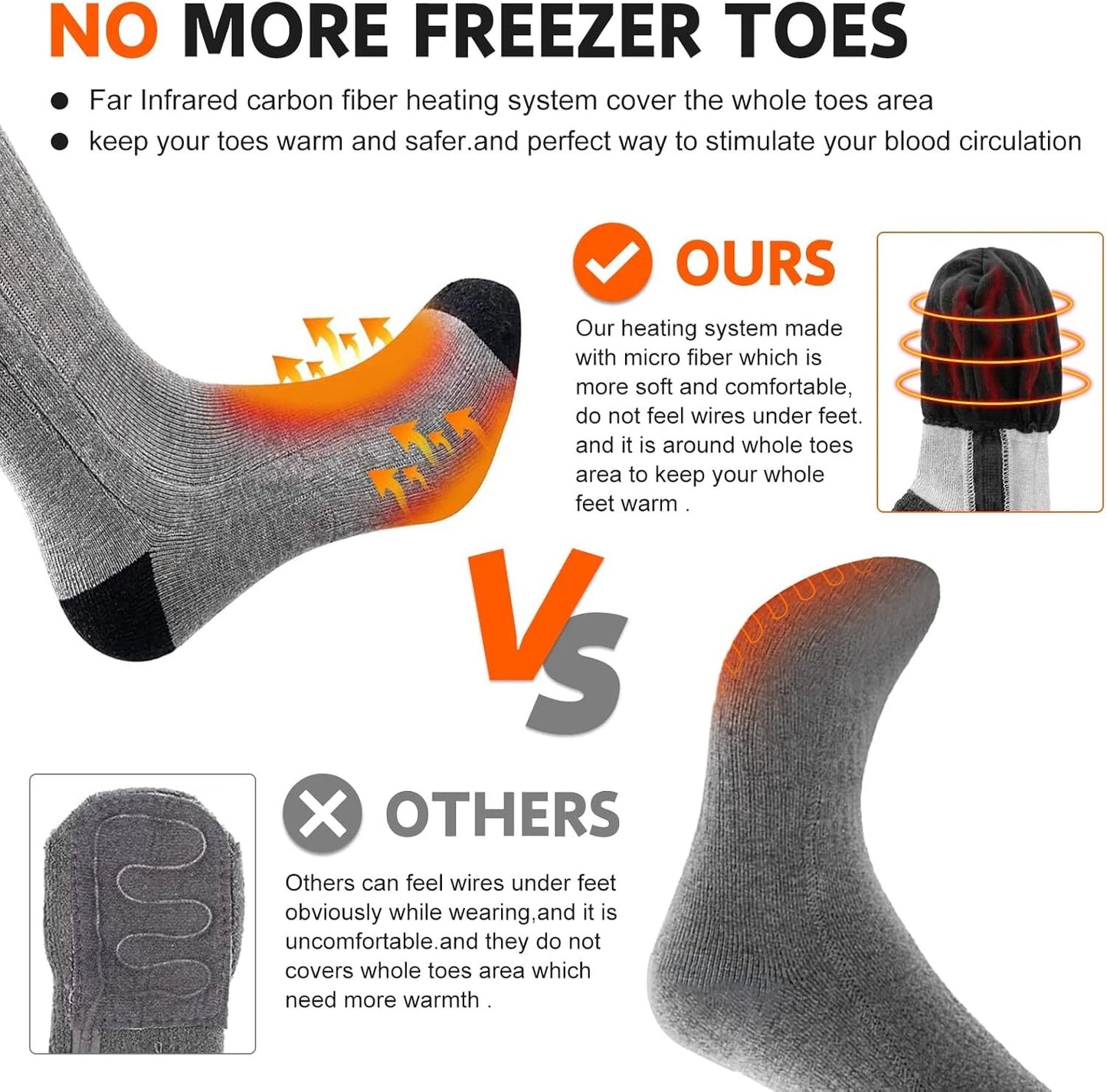 Calcetines térmicos eléctricos con batería recargable.