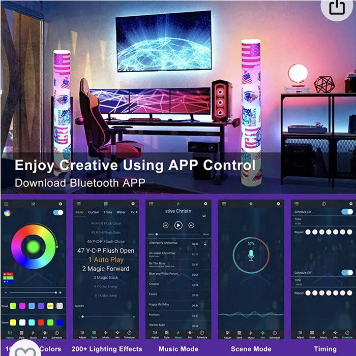 Lámpara de Piso, LED RGB, Tema Patriótico, Control remoto.