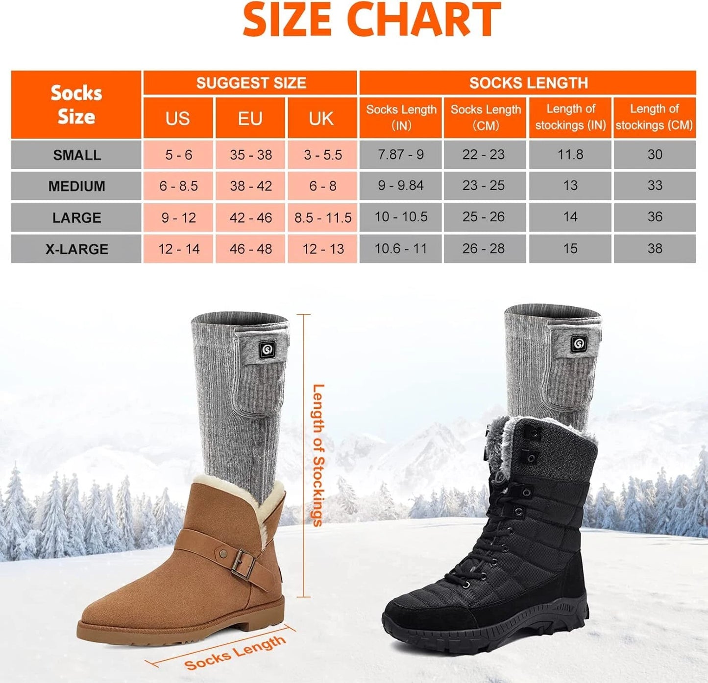 Calcetines térmicos eléctricos con batería recargable.